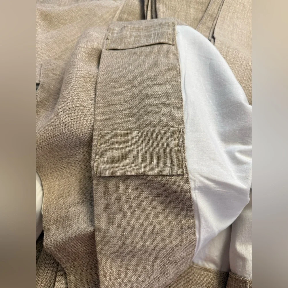 ARHAUS 100% Linen Pole top Tan Natural Drapes  50”x110”